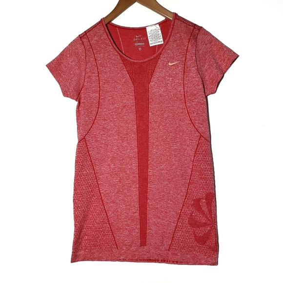 Nike‎ Dri-Fit Running Tee Space Dye M Pink-Red Short Sleeve - Picture 1 of 7